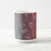 This charming tea and coffee doodle pattern featur コーヒーマグカップ (中央)
