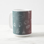 This charming tea and coffee doodle pattern featur コーヒーマグカップ (正面左)