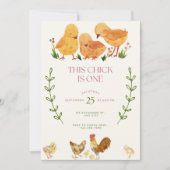 This Chick is One Birthday invitation 招待状 (正面)