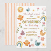 This Chick Is Turning One 1st Birthday 招待状 (正面/裏面)