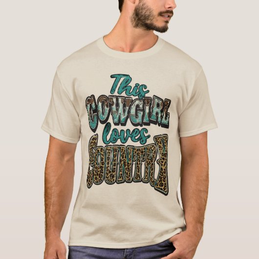 This Cowgirl Loves Country Western Leopard Print Tシャツ (正面)