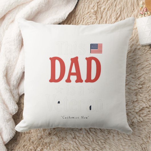 This Dad is a Veteran Pillow – Heartfelt Gift クッション (ブランケット)