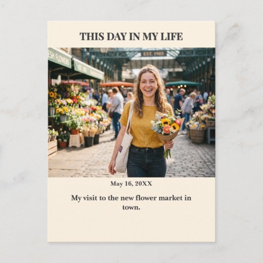 This Day in My Life Custom Photo Postcard ポストカード (正面)