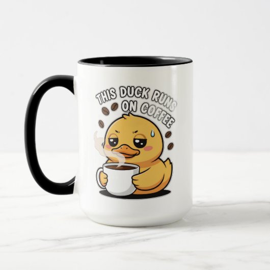 This Duck Runs on Coffee Cute Duck Coffee Mug マグカップ (左)