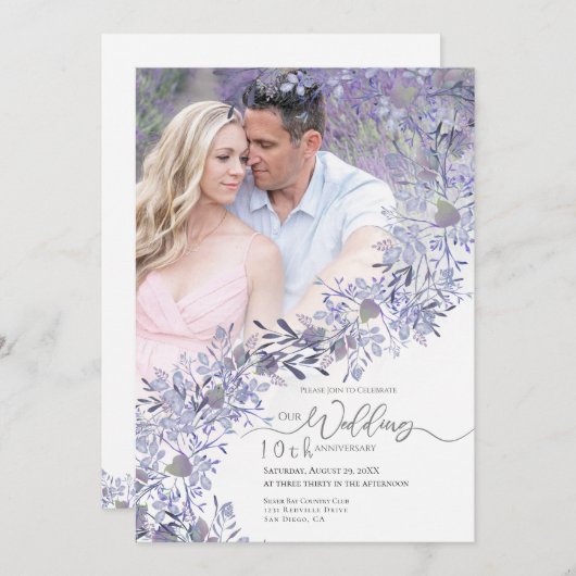 This elegant wedding anniversary Photo invitation 招待状 (正面/裏面)