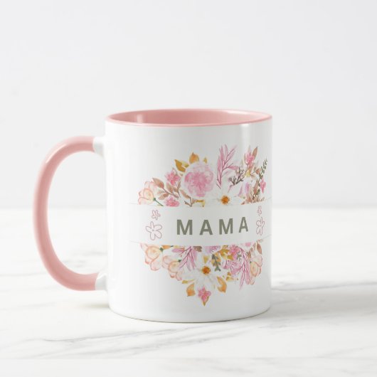 This floral Mama design features elegant botanical マグカップ (左)