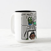 This funny comic-style meme design Mug ツートーンマグカップ (正面左)
