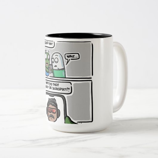 This funny comic-style meme design Mug ツートーンマグカップ (正面右)