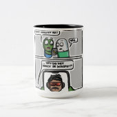 This funny comic-style meme design Mug ツートーンマグカップ (中央)