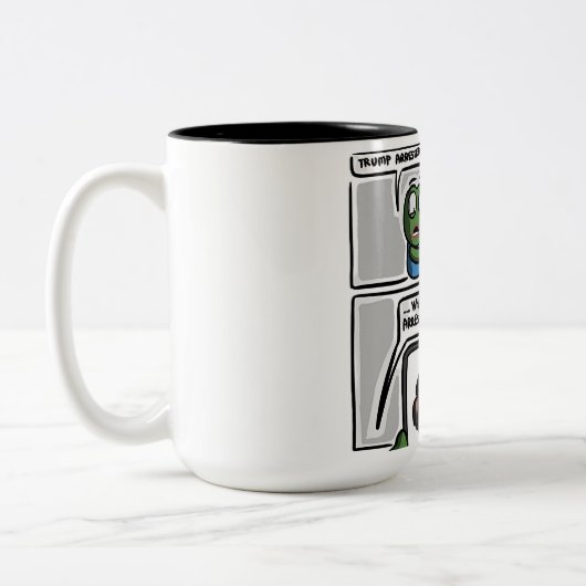 This funny comic-style meme design Mug ツートーンマグカップ (左)