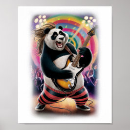 This Funny Panda is having Fun playing Rock on a ポスター