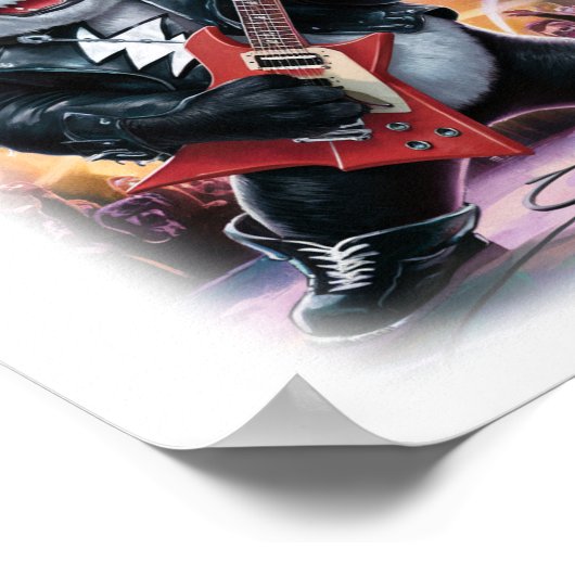 This Funny Panda plays Hardrock on a White ポスター (角)