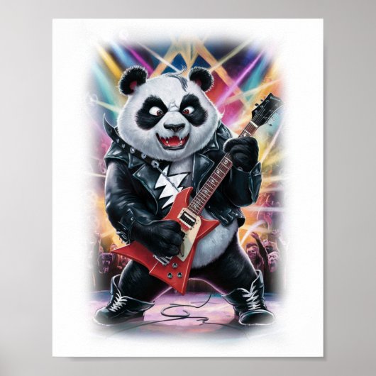 This Funny Panda plays Hardrock on a White ポスター (正面)