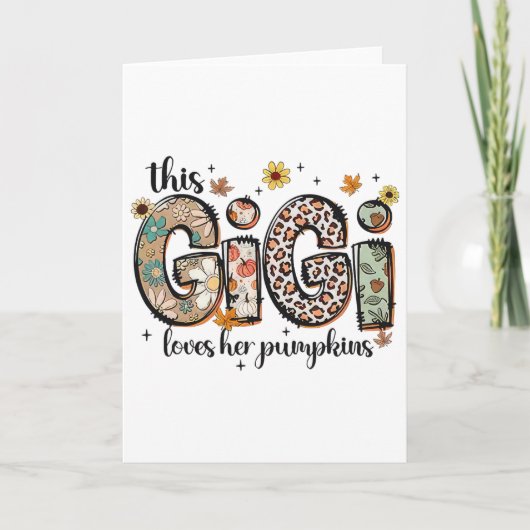This Gigi Loves Her Pumpkins Fall Thanksgiving カード (正面)