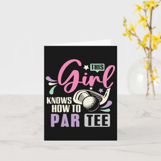 This Girl Knows How To Par Tee Funny Golf Lets Par カード (黄色い花)