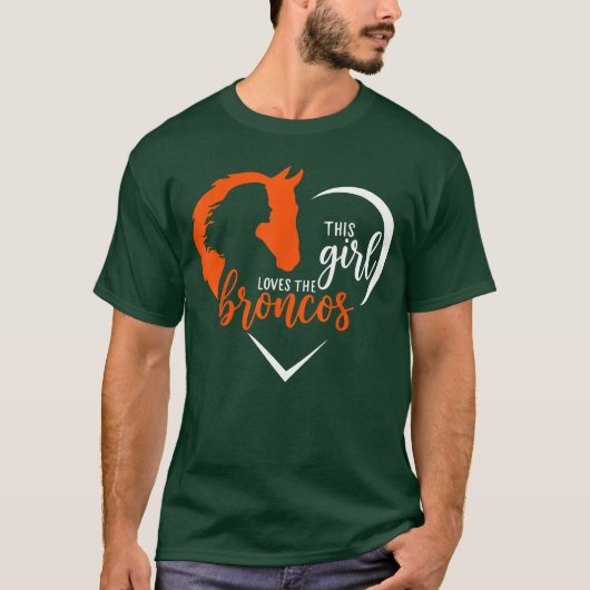 This Girl Loves Broncos Cute Quote Gift for Men Wo Tシャツ (正面)