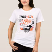 This Girl Loves Halloween | Witch Broom Spider トライブレンドＴシャツ (正面)