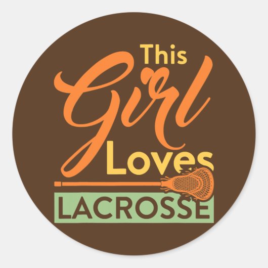 This Girl Loves Lacrosse Player Stick  ラウンドシール (正面)