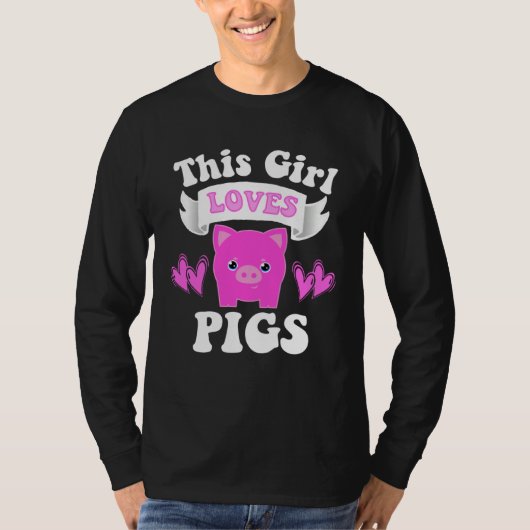 THIS GIRL LOVES PIGS Toddler Tween Kid Women Mom F Tシャツ (正面)