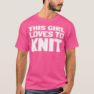 This Girl Loves To Knit Knitting Club Print Tシャツ