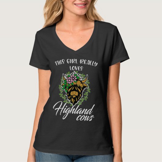 this girl really loves highland cows highland catt tシャツ (正面)