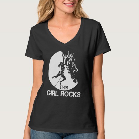 This Girl Rocks Rock Climbing Boulder Carabiner Cl Tシャツ (正面)