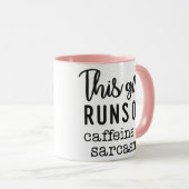 This Girl Runs on Caffeine and Sarcasm Funny マグカップ (正面右)