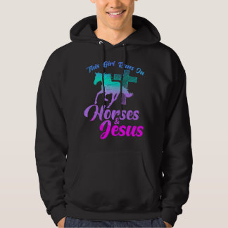 THIS GIRL RUNS ON HORSES & JESUS Love Equestrian R パーカ