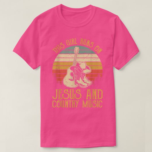 This Girl Runs On Jesus And Country Music Tshirt C Tシャツ (デザイン正面)