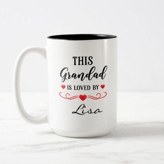This Grandad Is Loved Personalised Mug Gift Granny ツートーンマグカップ (左)