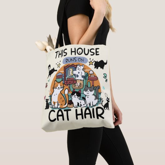 This House Runs on Cat Hair Humor トートバッグ (クローズアップ)