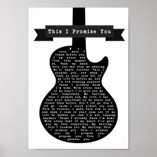 This I Promise You Black & White Guitar Song Lyric ポスター