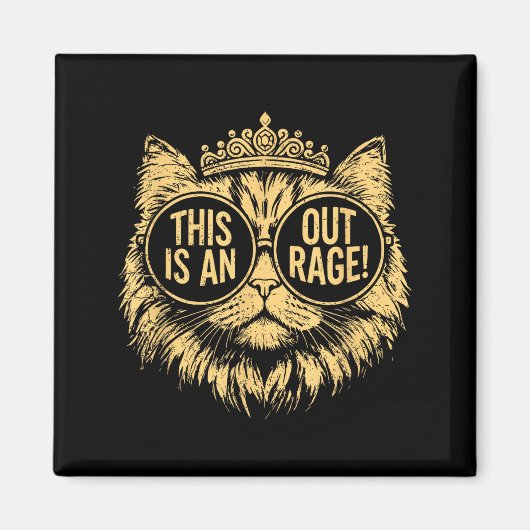 This Is An Outrage Funny Princess Cat Donut Gold W マグネット (正面)