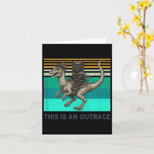 This Is An Outrage Funny Princess Cat Riding Dinos カード (黄色い花)