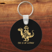 This Is An Outrage Funny Princess Cat Riding Dinos キーホルダー (正面)