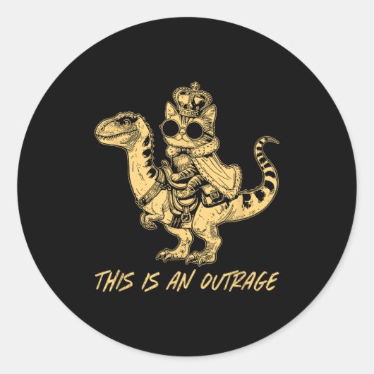 This Is An Outrage Funny Princess Cat Riding Dinos ラウンドシール (正面)