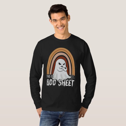 This is boo sheet ghost retro halloween costume me tシャツ (正面フル)
