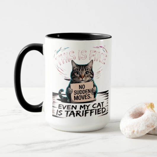 This Is Fine Cat – ホリデーミームにちょっとしたスパイスを追加 🎁🐾 マグカップ (ドーナツ付き)