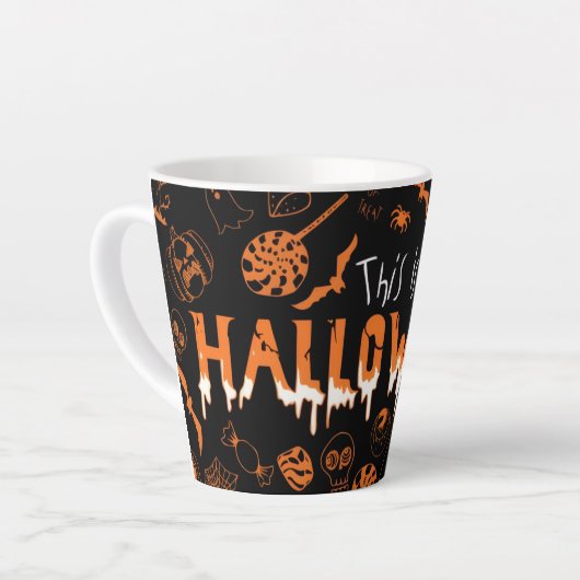 "This is Halloween – Spooky Style for the Bold🎃" カフェラテマグ (左アングル)