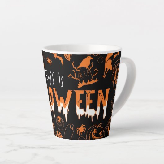 "This is Halloween – Spooky Style for the Bold🎃" カフェラテマグ (右アングル)