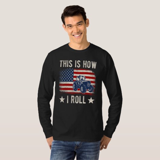 This is How I Roll Distressed American USA Flag Fu Tシャツ (正面フル)