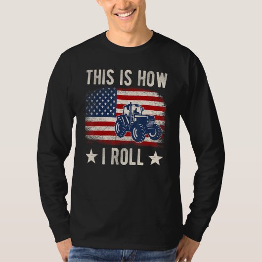 This is How I Roll Distressed American USA Flag Fu Tシャツ (正面)