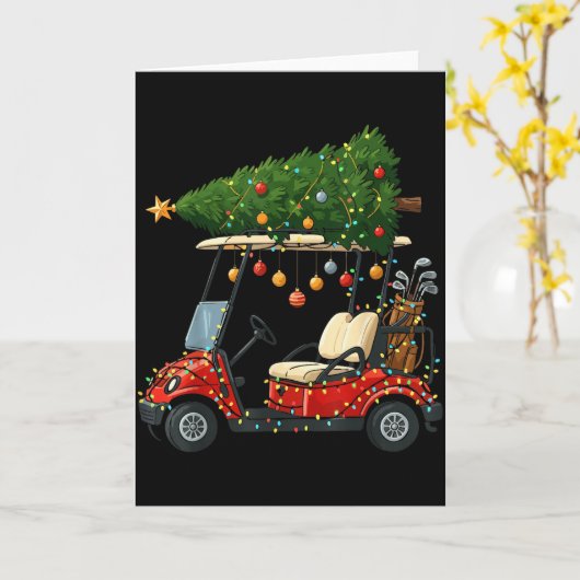 This Is How I Roll Golf Cart Christmas Funny Sport カード (黄色い花)