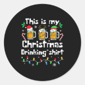 This Is My Christmas Beer Drinking Funny Party Xma ラウンドシール (正面)