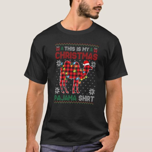 This Is My Christmas Lights Pajama Camel Xmas Plai Tシャツ (正面)