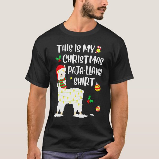 This Is My Christmas Llama Pajama Pyjama Top Chris Tシャツ (正面)
