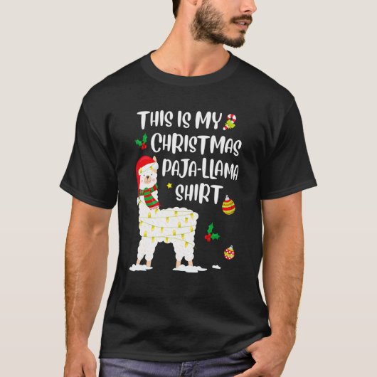 This Is My Christmas Llama Pajama Pyjama Top Chris Tシャツ (正面)