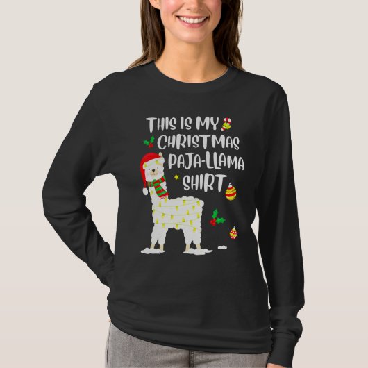 This Is My Christmas Llama Pajama Pyjama Top Chris Tシャツ (正面)