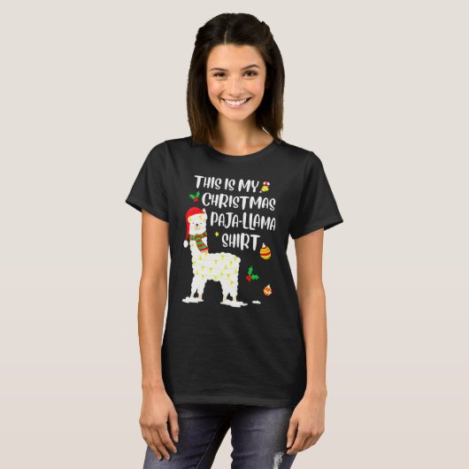 This Is My Christmas Llama Pajama Pyjama Top Chris Tシャツ (正面フル)