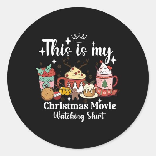 This Is My Christmas Movie Watching Shirt Family M ラウンドシール (正面)